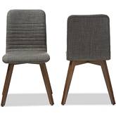 Sugar Dining Chair in Dark Gray Fabric & Walnut Finish (Set of 2)